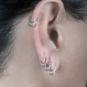 Silver Hoops Set, Small Silver Hoops, Indian Jewelry, Indian Hoops, Silver Piercing, Helix Earring, Cartilage Jewelry, Daith Earring, 20g