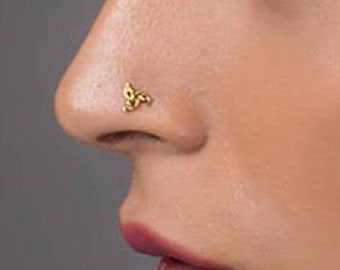 Gold Nose Stud, Tragus Stud, Gold Nose Screw, Indian Nose Stud, Gold Nose Piercing, 22k Solid Gold Nose Pin, Tragus Piercing, Boho Nose Stud