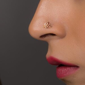 Rose Gold Nose Stud, Rose Gold Piercing, Rose Gold Nose Ring, Unique Nose Stud, India Nose Ring, Nose Ring Stud, Nose Screw, India Jewelry