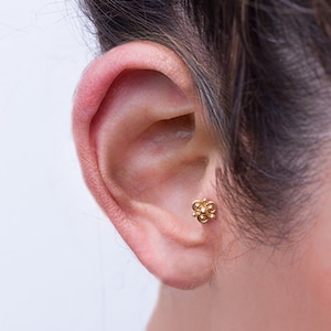 Tragus Earring, Tragus Jewelry, Tragus Piercing, Cartilage Jewelry, Helix Piercing, Indian Nose Stud, Indain Jewelry, 14K Solid Gold, 20g