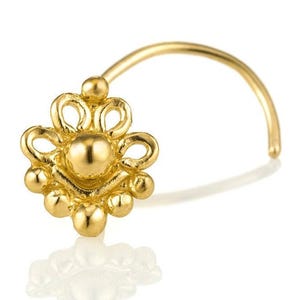 14K Gold Flower Nose Stud, Gold Nose Piercing, Gold Stud, Indian Nose Stud, Gold Nose Screw, Nose Jewelry, Nose Piercing, Cartilage Piercing