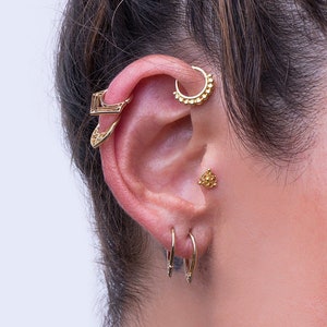 Piercing Set, 14k Gold Piercing, Helix Earring, Forward Helix Earring, Cartilage Earring, Tragus Jewelry, Rook Hoop, Daith Earring, 18g, 20g