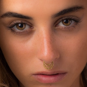 14k Solid Gold Septum Ring, 18g Nose Piercing, Tribal Indian Jewelry, 8mm Septum, Gift for Women