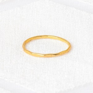 Ring for Women, Facet Ring, 14k Gold Ring, Minimalist Gold Ring, Simple Wedding Ring, Thin Wedding Band, Minimalist Weddinng Ring, Stackable image 1