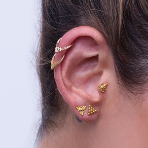 14k Gold Piercing Set, Cartilage Earring, Tragus Jewelry, Helix Hoop, Rook Piercing, Daith Earring, Daith Piercing, Indain Jewelry, 18g, 20g