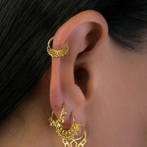 Gold Hoop Earring Set, Indian Helix Tragus Piercing, 18k Dainty Jewelry, Anniversary Gift for Her