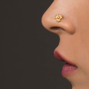 Nose Stud Gold Nose Ring Flower Nose Stud Indian Nose Stud - Etsy