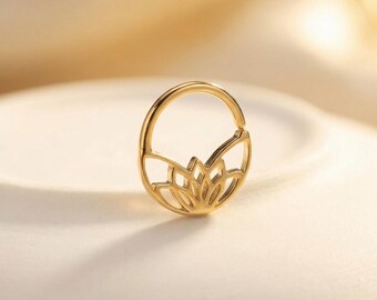 Gold Daith Hoop | Daith Piercing | Gold Plated Earrings | Helix |  Tragus |  Rook | Septum Ring | 18g