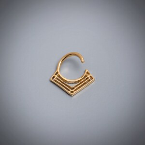14K Solid Gold Large Septum Ring, Geometric Nose Ring, Tribal Bohemian Style Daith Jewelry, Unisex Piercing, Gift Idea for Women