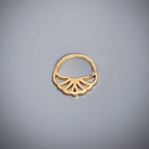 Gold Plated Septum Ring, Lotus Nose Hoop, Helix Cartilage Piercing, Tribal Indian Ring, Rook Piercing, Gift For Her