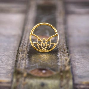 18k Gold Plated Lotus Daith Earring, Dainty Tragus Earring, Cartilage Hoop Earrings, Piercing Gift for Women