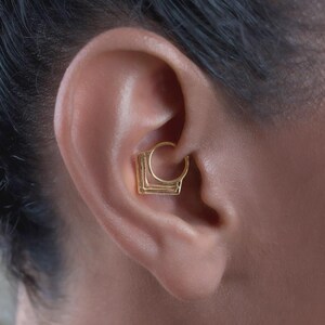 18K Gold Plating Daith Piercing, V Shape Daith Earring, Ear Jewelry for Her, Rook Piercing, Cartilage Earring, Helix Hoop, Women's Jewelry