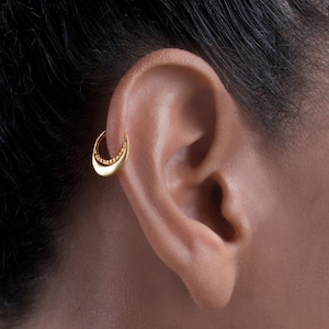 Daith Earring, Daith Piercing, Cartilage Earring, Tragus Jewelry, Helix Hoop, Rook Piercing, Indain Jewelry, 14K Solid Gold, Tribal, 18g image 3