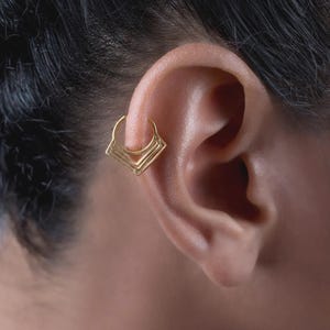 18K Gold Plating Daith Piercing, V Shape Daith Earring, Ear Jewelry for Her, Rook Piercing, Cartilage Earring, Helix Hoop, Women's Jewelry