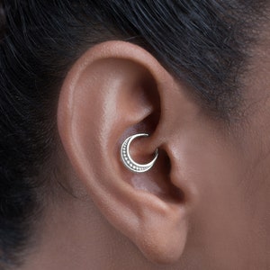 Sterling Silver Daith Earring, Womens Daith Piercing, Boho Rook Piercing, Cartilage, Tragus Jewelry, Tribal Piercing, Birthday Gift for Her