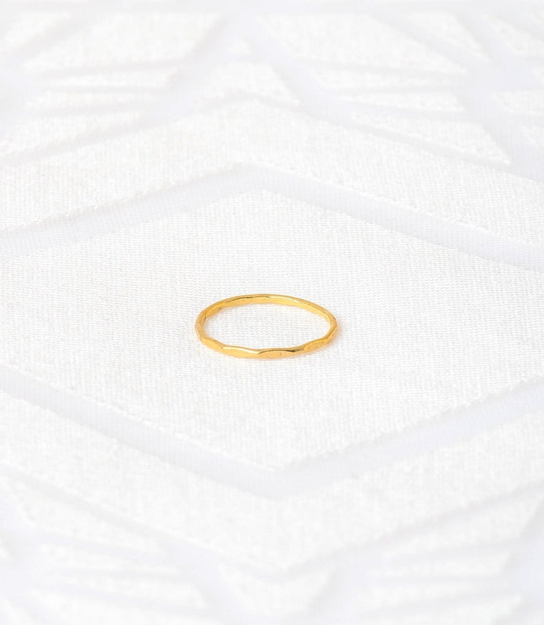 Ring for Women, Facet Ring, 14k Gold Ring, Minimalist Gold Ring, Simple Wedding Ring, Thin Wedding Band, Minimalist Weddinng Ring, Stackable image 1