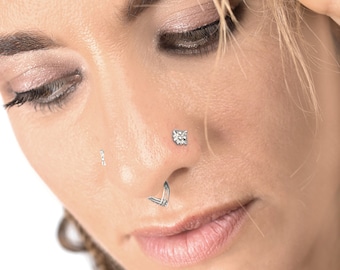 Nose Piercing Set Nose Studs and Septum Ring Sterling Silver Set of Nose Studs and Septum Piercing Indian Nose Jewelry Tribal 18g 20g Etsy UK