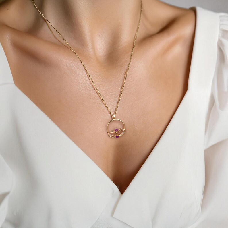 Necklace and Earring Set, Jewelry Set for Women, 14K Solid Gold Earrings & Necklace, Lotus Flower Wedding Jewelry, Ruby Set, Recycled Gold
