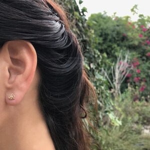 14k Solid Gold Gold Stud Earrings, Indian Earrings, Indian Jewelry, Tiny Stud Earrings, Tiny Gold Earrings, Fits Cartilage Piercing