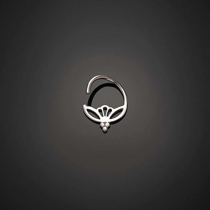 Lotus Piercing Sterling Silver Daith Daith Earring 18g Daith Piercing Cartilage Jewelry Rook Piercing Helix Earring Daith Jewelry