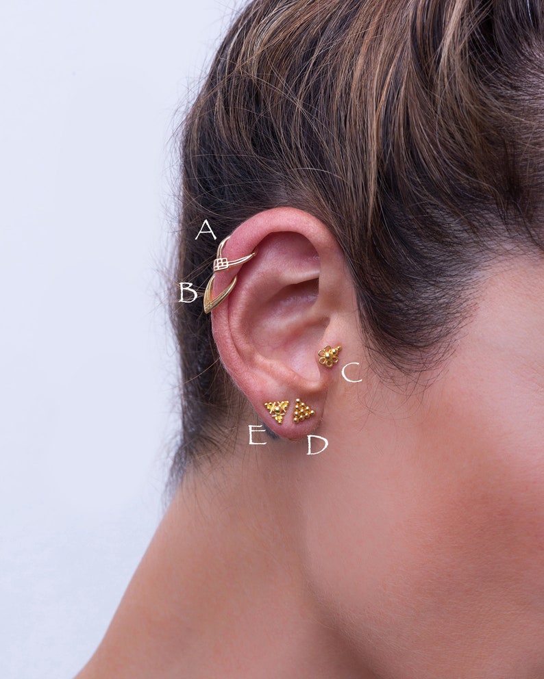 Daith Earring Indain Jewelry 14k Gold Piercing Set Tragus Jewelry 20g Rook Piercing Daith Piercing Helix Hoop Cartilage Earring 18g