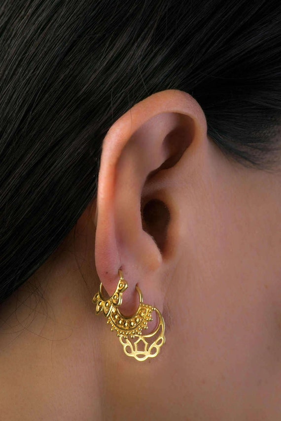 Buy Earring Set, Indian Jewelry, Small Hoop Earrings, Tiny Hoop Earrings  Gold, Piercing Set, Helix Earrings, Cartilage Earrings, Tragus Earrings  Online in India 