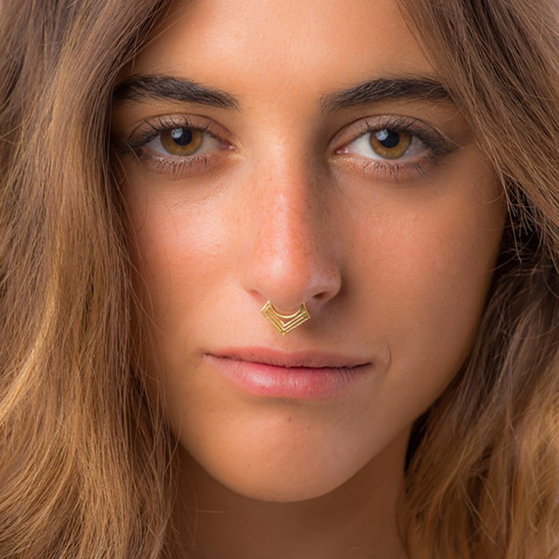 Geometric Septum Ring Gold Septum Jewelry Septum Piercing Etsy