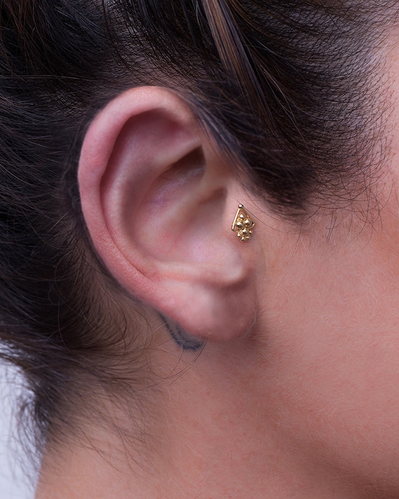 Gold Tragus Earring 14K Gold Piercing Tragus Piercing - Etsy