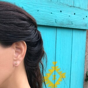 14k Solid Gold Gold Stud Earrings, Indian Earrings, Indian Jewelry, Tiny Stud Earrings, Tiny Gold Earrings, Fits Cartilage Piercing
