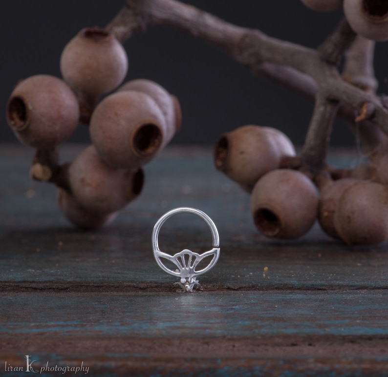 Lotus Piercing Sterling Silver Daith Daith Earring 18g Daith Piercing Cartilage Jewelry Rook Piercing Helix Earring Daith Jewelry