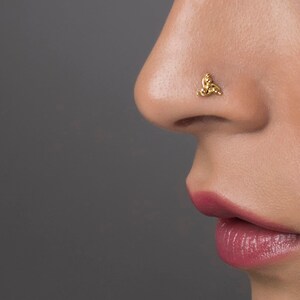 Solid Gold Nose Stud, Unique Nose Stud, Nose Piercing, Helix Earring, Helix Piercing, Helix Stud, Nose Screw, Gold Nose Screw, Tragus Stud