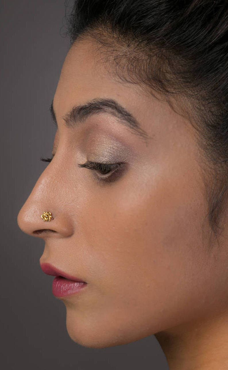 Gold Nose Ring Nose Screw Nose Jewelry Tribal Stud Nose Stud 22K Gold Nose Stud Gold Nose Jewelry Nostril Pin Indian Nose Stud 24g