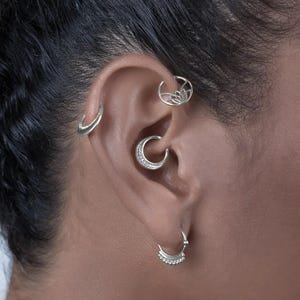 Piercing in argento sterling, set per piercing, orecchino Daith in argento, piercing all'elica, orecchino con elica anteriore, orecchino per cartilagine, cerchio per trago, 18 g, 20 g