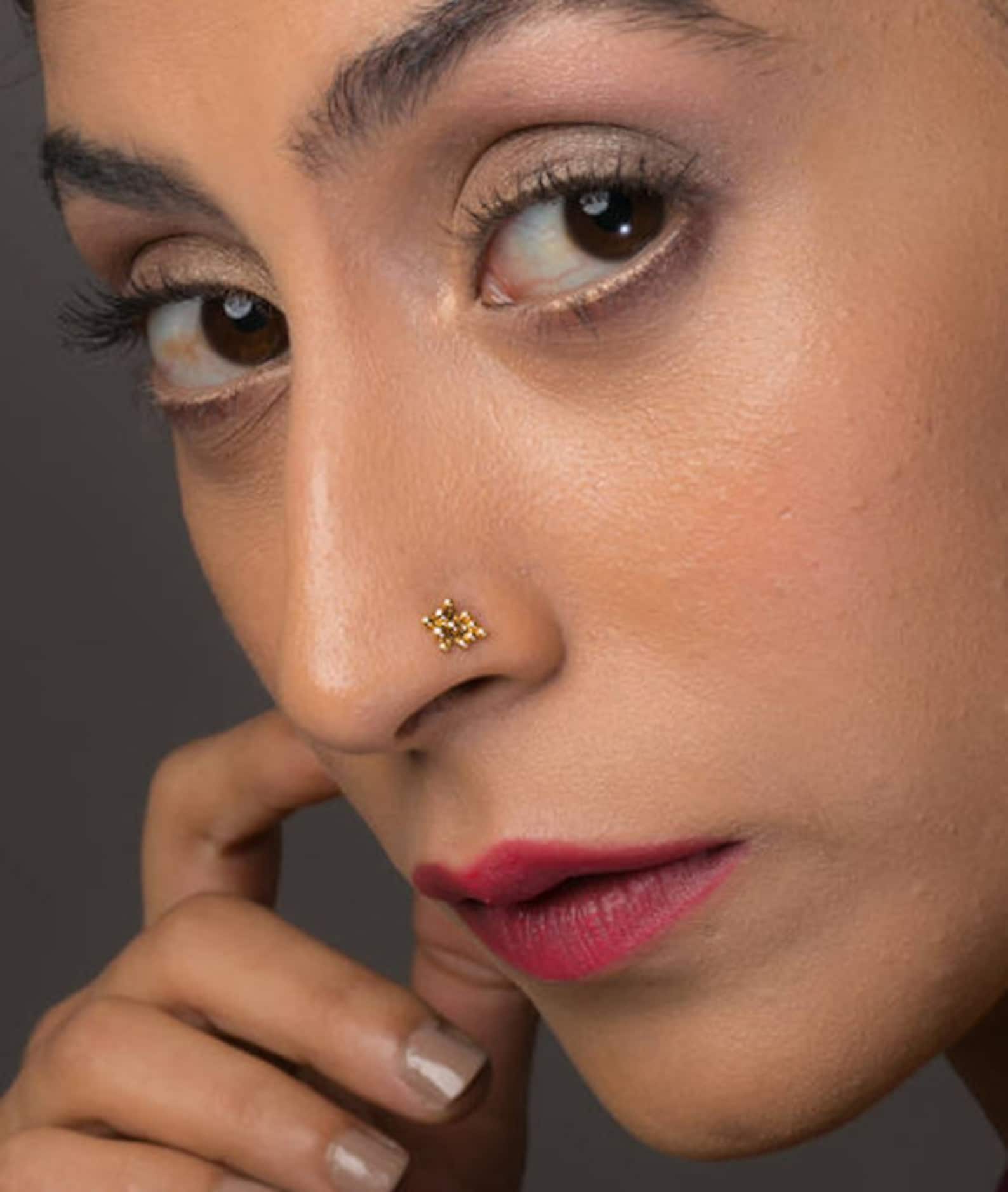 Nose Screw Tiny Earrings Gold Nose Stud Gold Nose Screw Etsy