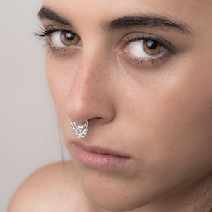 Sterling Silver Fake Septum Ring,  Silver Faux Septum Ring, Nose Piercing, Cuff Septum, Tribal Nose Ring, Indian Nose Ring, Fake Piercing