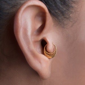 Daith Earring, Daith Piercing, Cartilage Earring, Tragus Jewelry, Helix Hoop, Rook Piercing, Indain Jewelry, 14K Solid Gold, Tribal, 18g image 5