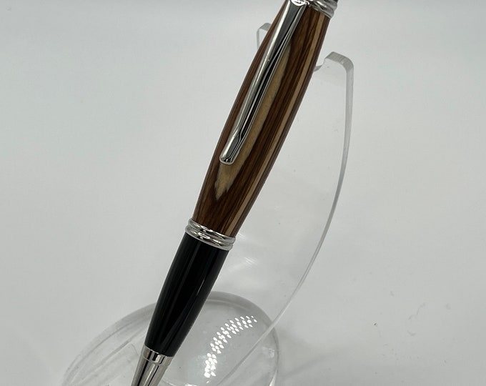 01GC - Beautiful Laminated Tan/Brown Wood Click Pen. Includes free gift box!