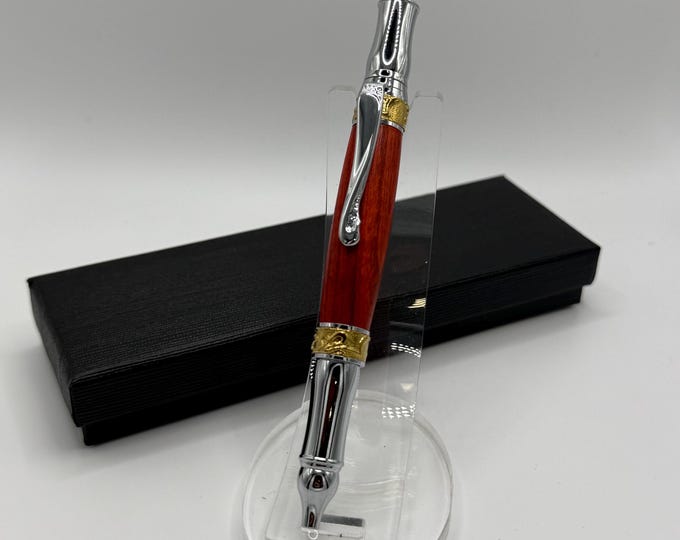 NS04 - Beautiful Red Dyed Spalted Hackberry Wood Pen. Handmade Christmas Gift!  Free gift box!