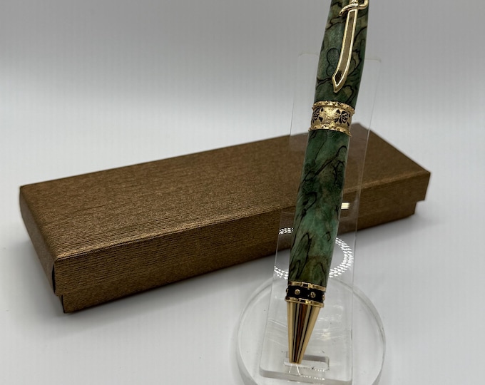 PIR01 - Pirate Theme Pen: Green Spalted Tamarind Wood, One-Of-A-Kind