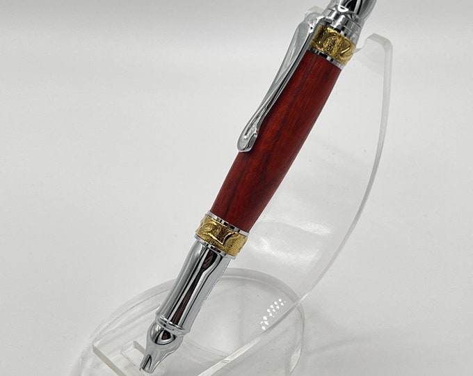 Beautiful Red Dyed Spalted Hackberry Wood Pen