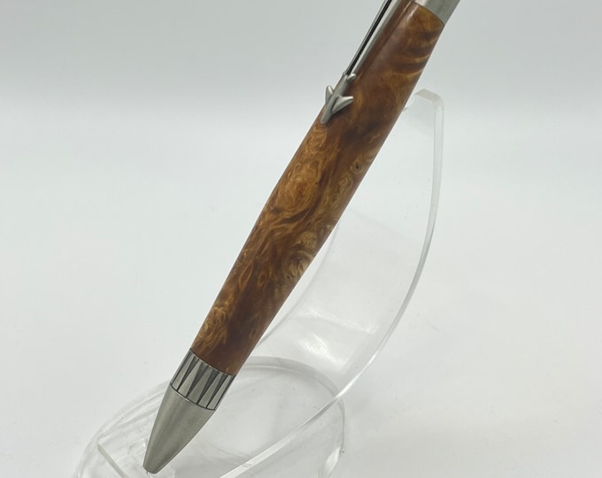JET - Beautiful Jet Aircraft Ink Pen Made Using Box Elder Burl Wood - Perfect gift for a Jet Aircraft Pilot!