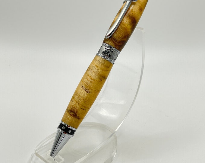 Cool Pirate Theme Pen Made With Spalted Tamarind Wood. One-Of-A-Kind!
