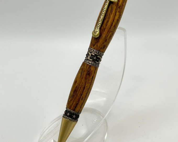 CBY - Beautiful Bocote Wood Cowboy / Western Ink Pen with Antique Brass Hardware