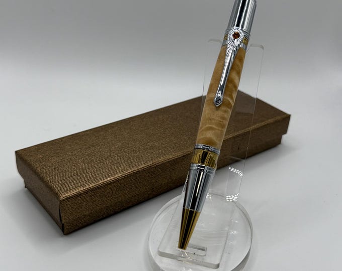 AD02 - Buckeye Burl Wood Art Deco Ink Pen