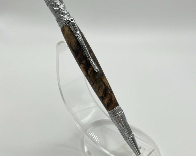 01FD - Beautiful Patriotic Wood Pen Made From Spalted Tamirind. Great Gift for Military or Lawyer!