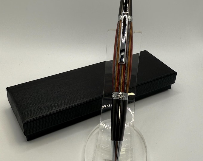 EB01 - Colorful Laminated Elegant Wood Ink Pen. Handmade Christmas Gift!  Free Gift Box!