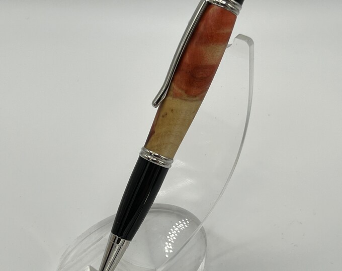 GC - Beautiful Box Elder Burl Wood Click Pen.