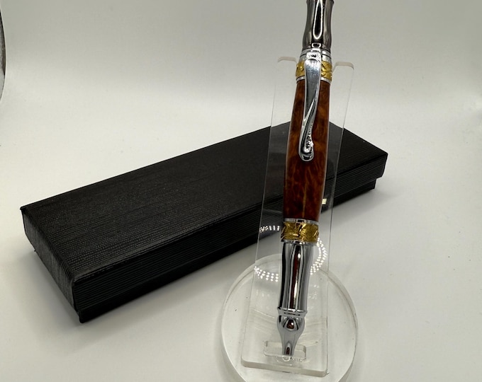 NS10 - NICE!!!  - Mallee Burl Wood Ink Pen. Great Executive Gift!  Free Gift Box!