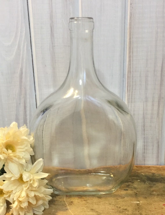 Vintage Clear Glass Bottle Bud Vase Liquor Bottle Glass Etsy