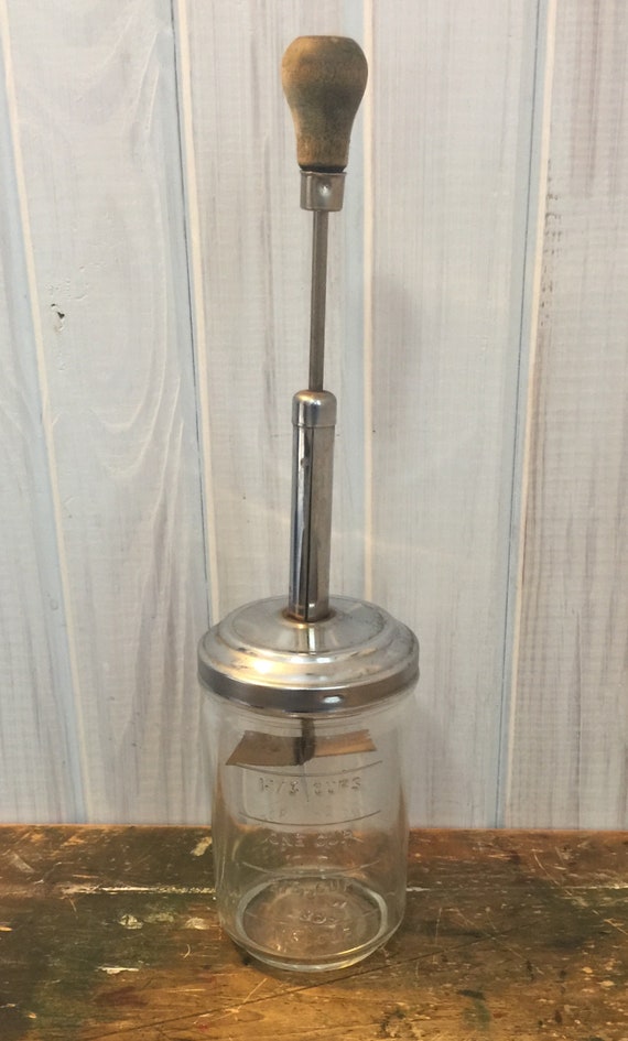 Vintage Food Chopper Glass Jar Chopper Spring Action Food Etsy